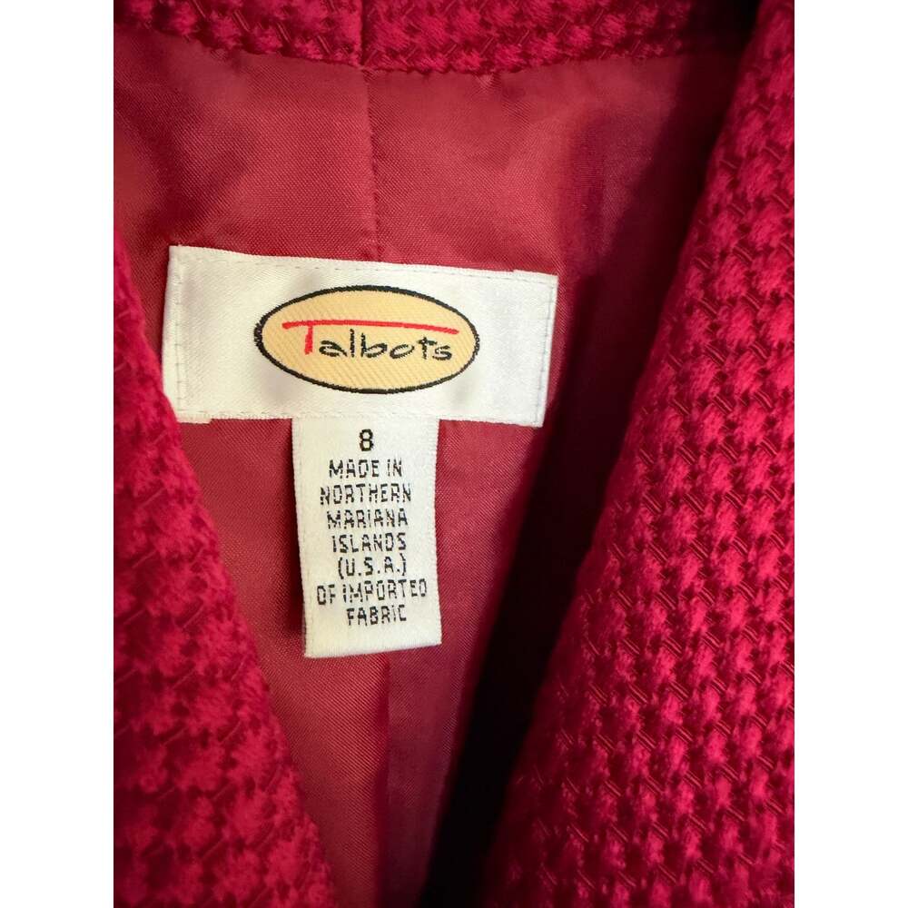 Talbots Raspberry Red Silk Wool Textured Blazer Size 8 - Picture 5 of 11